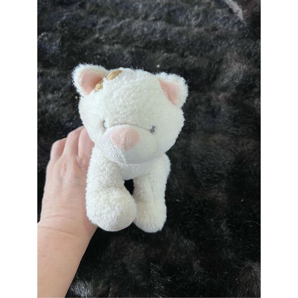 Carters White Plush Kitty Cat Kitten Gold Bow 2017 Baby Lovey Animal - Picture 1 of 4